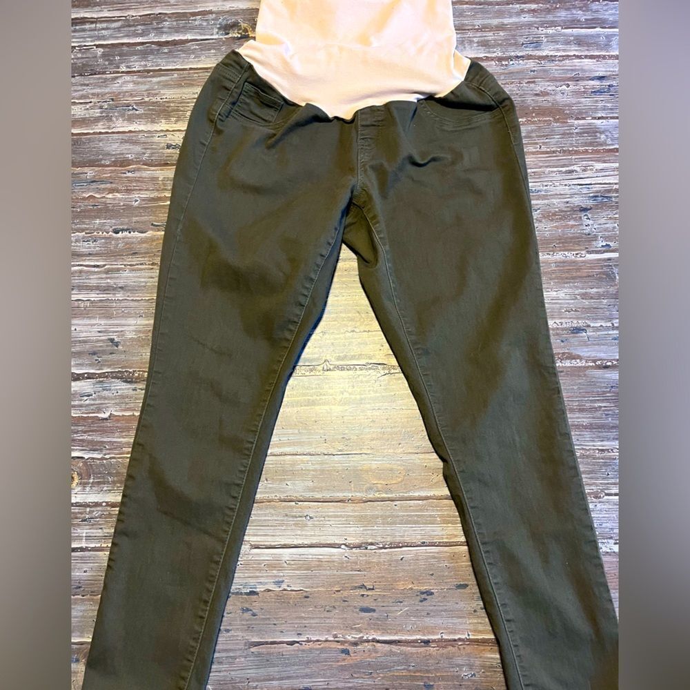 Dark green maternity skinny jeans